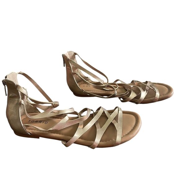 Torrid Gladiator Sandals Size 9W Rose Gold Summer Vacation Strappy Preppy - Picture 6 of 7